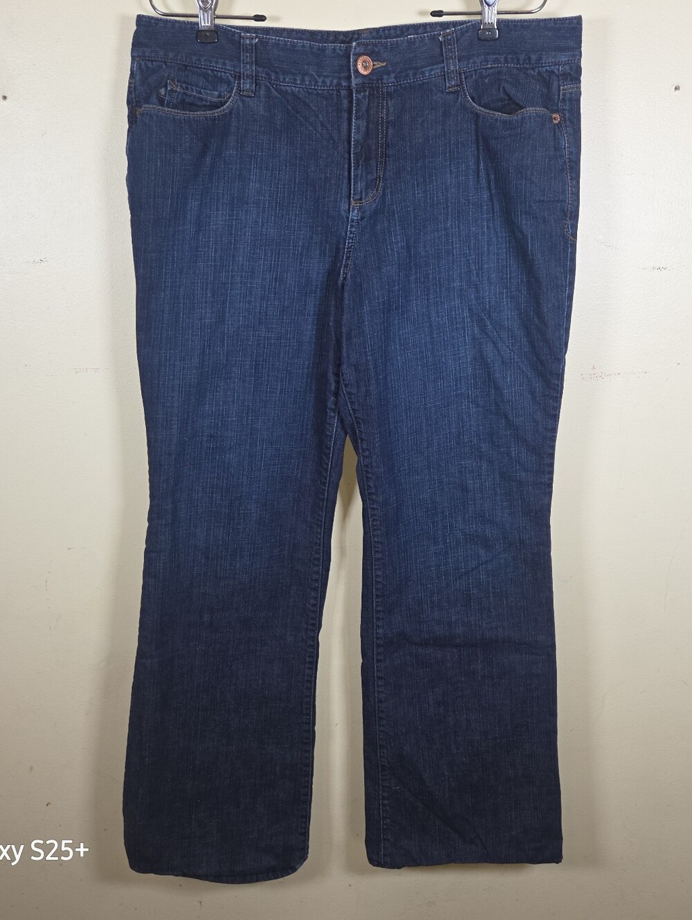 Eddie Bauer Jeans Womens 14 Blue Straight Boyfriend Flannel Lined Denim
